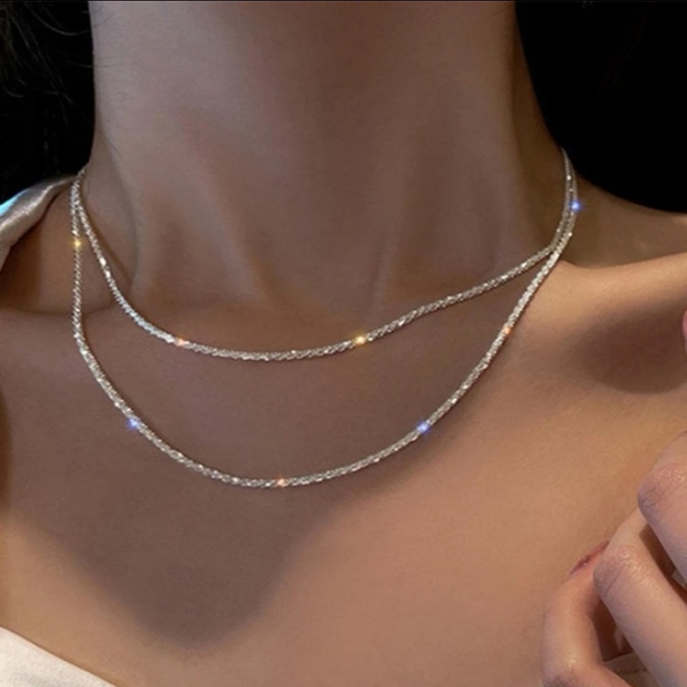 Shimmering Silver Chain Necklace